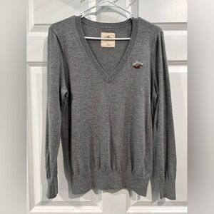Hollister Fitted V-Neck Sweater Sz L Bella Swan Coquette Preppy Y2K 90's Grunge